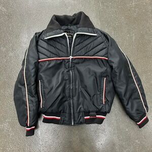 Vintage Yamaha Maxim Wear Striped Cropped Youth Large Regular Bomber Puffer Coat